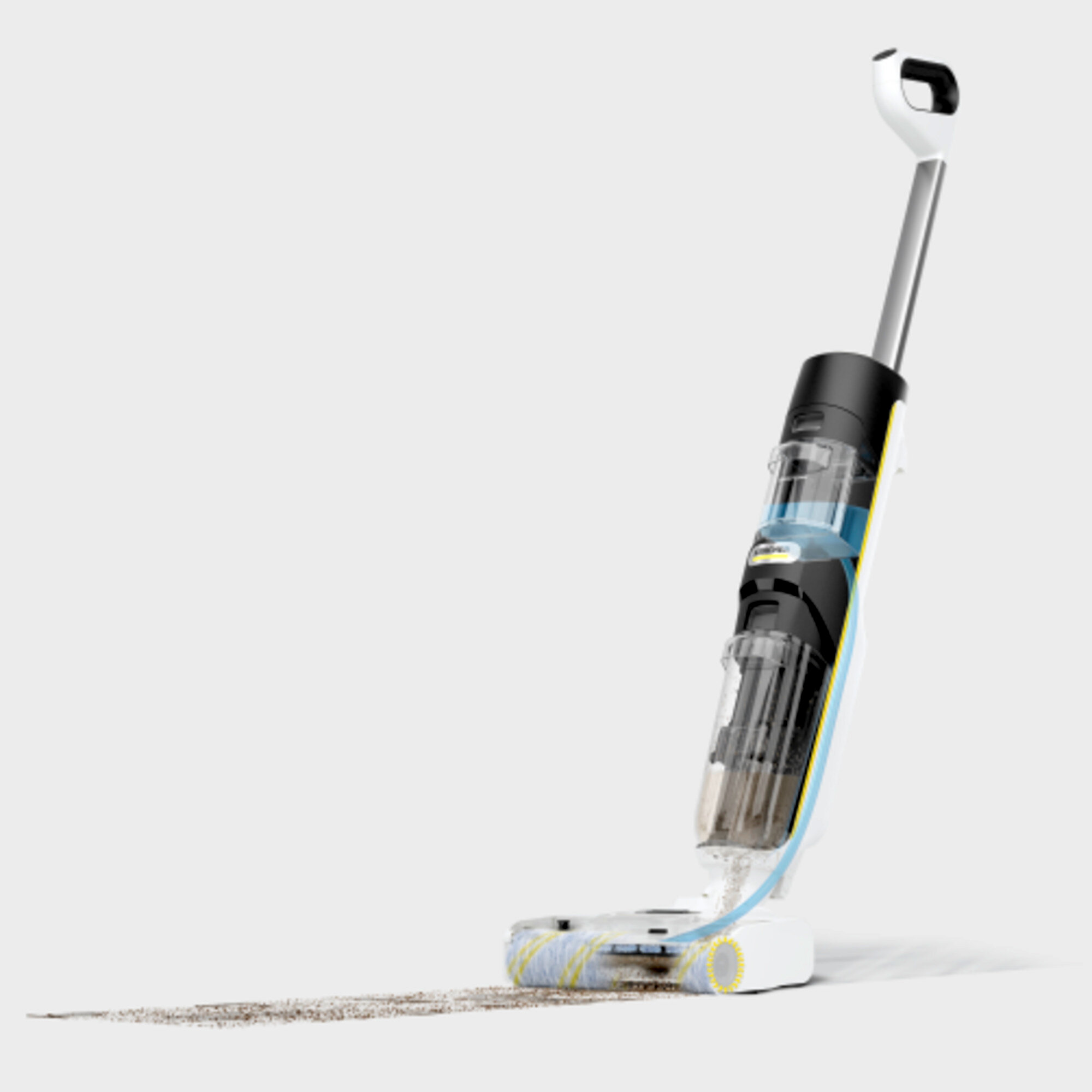 Вертикальный моющий пылесос Karcher FCV 4 Dry - <h3>Функция Xtra!Clean «3 в 1»: влажная уборка, всасывание и сушка</h3>
<p>
	 Уборка с экономией до 50 % времени* и гарантия идеальной чистоты за счет интегрированной функции всасывания, позволяющей обойтись без предварительной уборки пылесосом. 4 режима уборки для устранения любых загрязнений — даже стойких, а также больших объемов жидкостей. Оптимальная адаптация к различным напольным покрытиям и очистка вплотную к стенам. Возможность очистки ковров и ковровых дорожек в режиме сухой уборки.
</p>