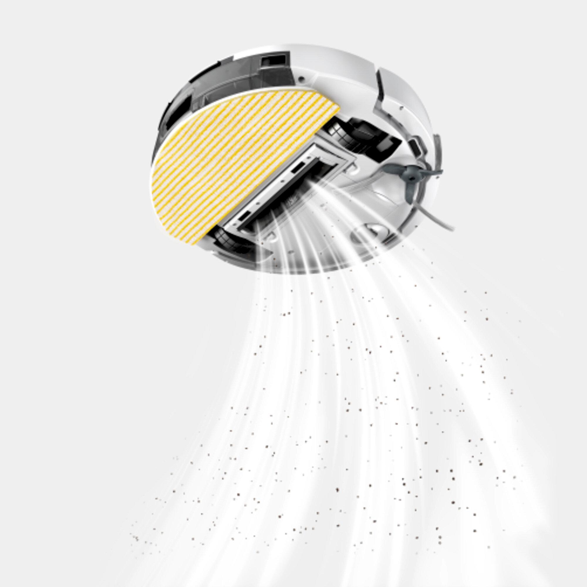 Робот-пылесос с функцией влажной уборки Karcher RVC 3 Comfort - <h3>Высокая сила всасывания</h3>
<p>
	 Благодаря высокой силе всасывания 15 000 Па эффективно удаляется большинство видов загрязнений – даже перец, арахис или хлопья. Для каждой задачи чистки можно выбрать один из четырех различных режимов всасывания. Комбинированная уборка с использованием основной и боковой щеток обеспечивает особенно эффективную чистку пола во всем доме.
</p>