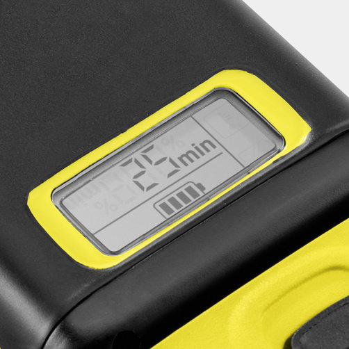 Стартер комплект Karcher Battery Power 36/50 - <h3>Инновационная технология Real Time</h3>
ЖК-дисплей постоянно отображает состояние заряда, время до окончания процесса заряда или запас времени работы.