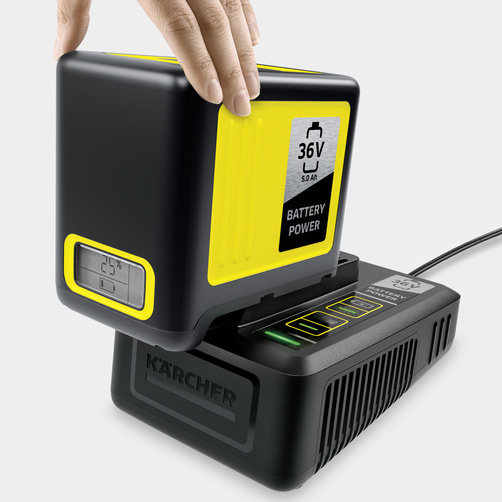 Стартер комплект Karcher Battery Power 36/50 - <h3>Инновационная технология Real Time</h3>
ЖК-дисплей постоянно отображает состояние заряда, время до окончания процесса заряда или запас времени работы.