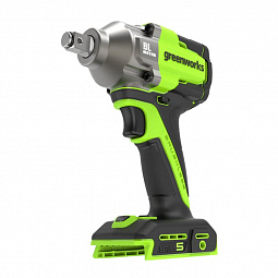 Аккумуляторный ударный гайковерт Greenworks IW5500 б/щ, 1/2'', 500 Н·м, 3 режима, 24v (АКБ 1х4Ah, З/У) - изображение 3