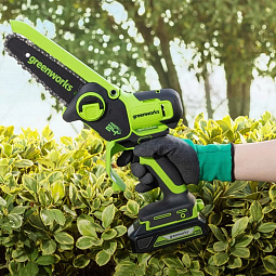 Аккумуляторная wепная мини-пила Greenworks GD24CSMNX 15см, б/щ, 24v (АКБ 1х4Ah и З/У) - изображение 2