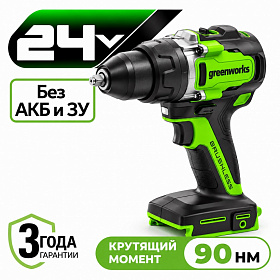 Аккумуляторная дрель-шуруповерт Greenworks GD24DD90 б/щ, 45/90 Н·м, 24v (без АКБ и З/У)
